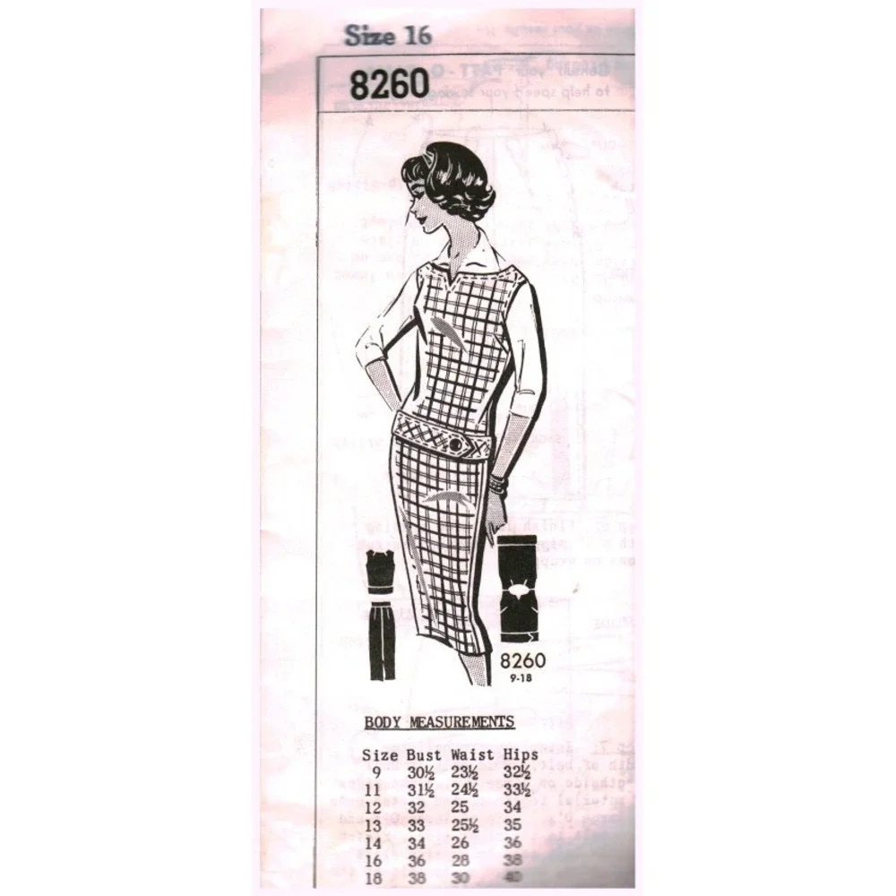 Vintage 1960s Sewing Pattern 8260 Two Piece Top and Skirt Set Size 16 Bust 36